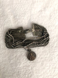Rhinestone bracelet, embellished rhinestones with silver pendant